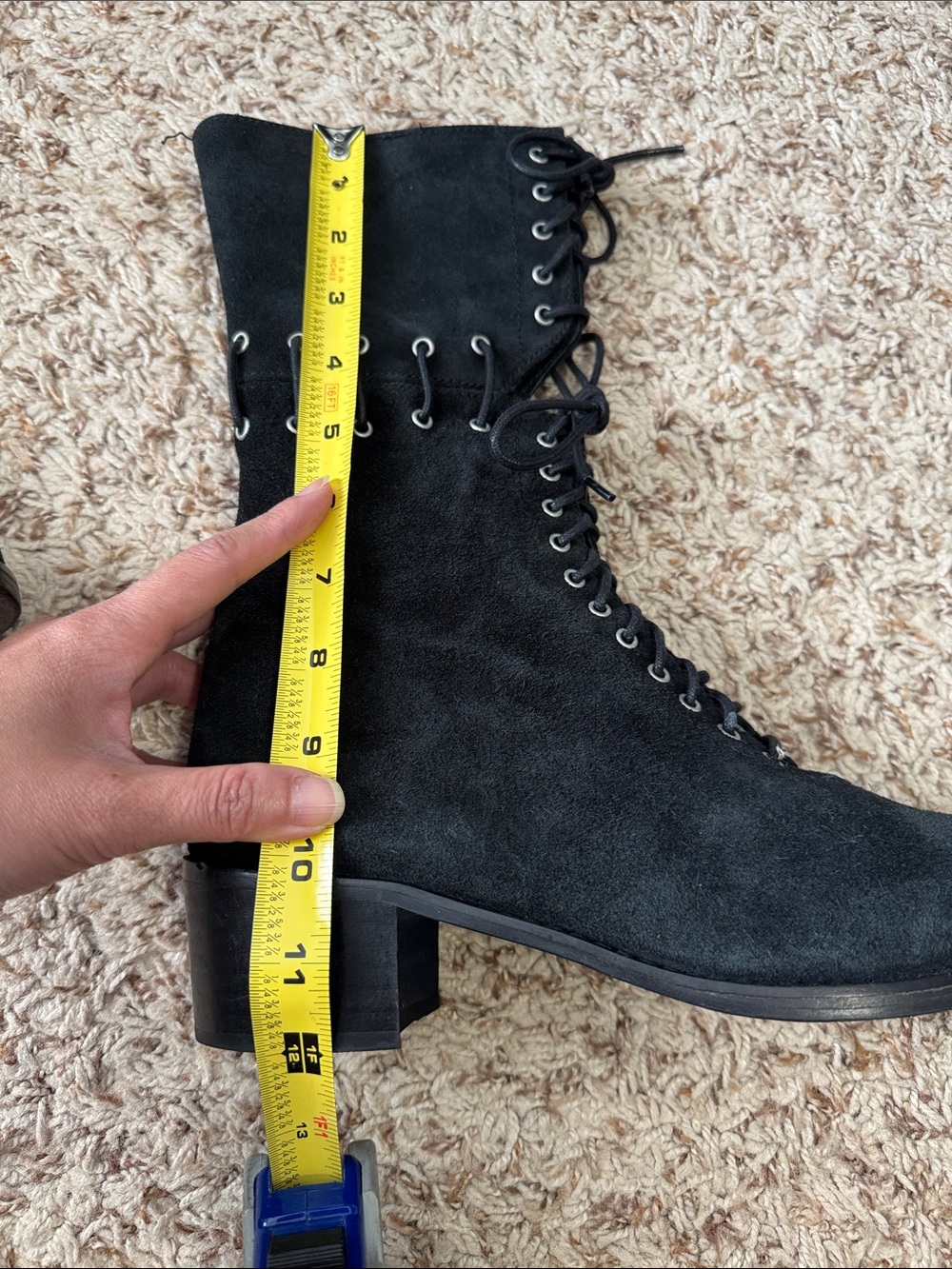 Miista Zelda Black Suede Lace Up Mid Calf Boots Chunky Heel Size EU 39 / US 8.5 - Picture 10 of 12